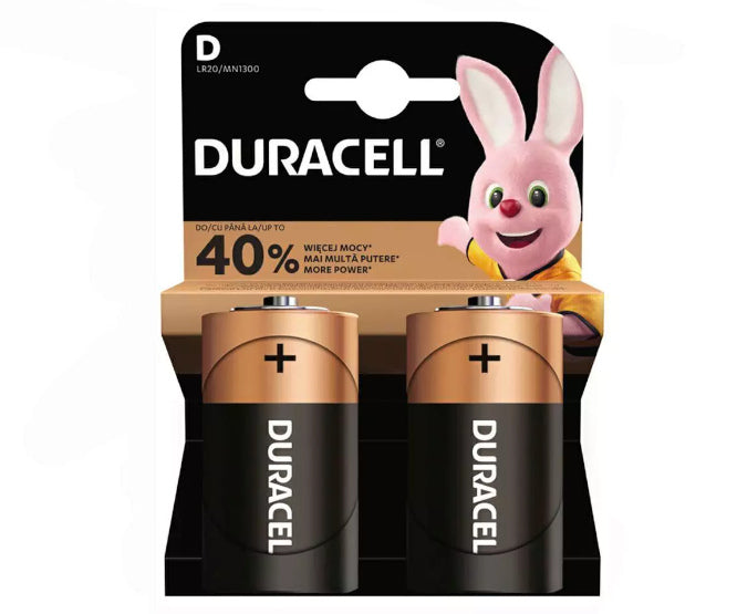R20=D=Duracell Battery 1.5 V Alkaline 2 P/Card Mn1300 2