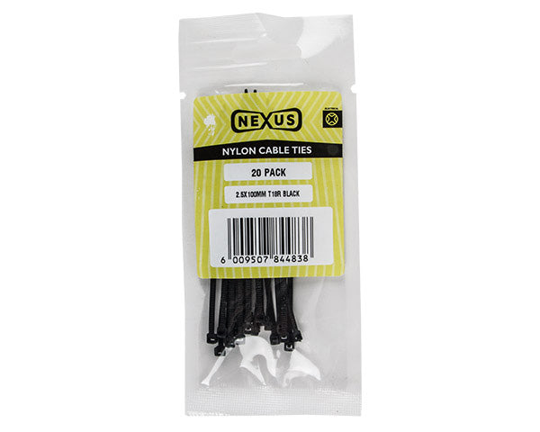 Nexus Cable Ties T30 R 3.6 Mmx150 Mm Black 20 Pack