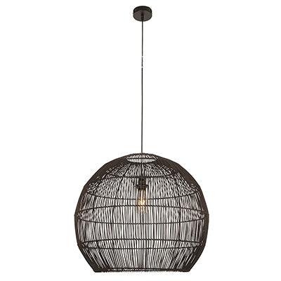 Erna 600 Blk Pendant Black Woven Rattan E27 1x60w - Livestainable.co.za