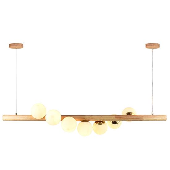 Astral Beam Pendant Wood & White E27 7x40w - Livestainable.co.za