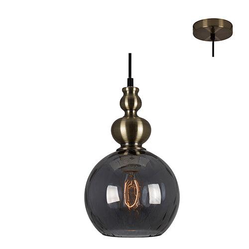 Victoria Pendant 190mm Smokey Glass - Livestainable.co.za