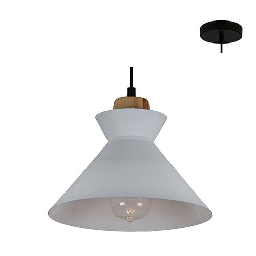 Charlotte Pendant 250mm White/Wood - Livestainable.co.za