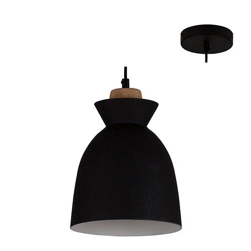 Charlotte Pendant 190mm Black/Wood - Livestainable.co.za