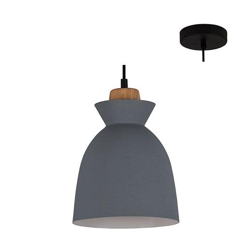 Charlotte Pendant 190mm Grey/Wood - Livestainable.co.za