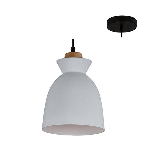 Charlotte Pendant 195mm White/Wood - Livestainable.co.za