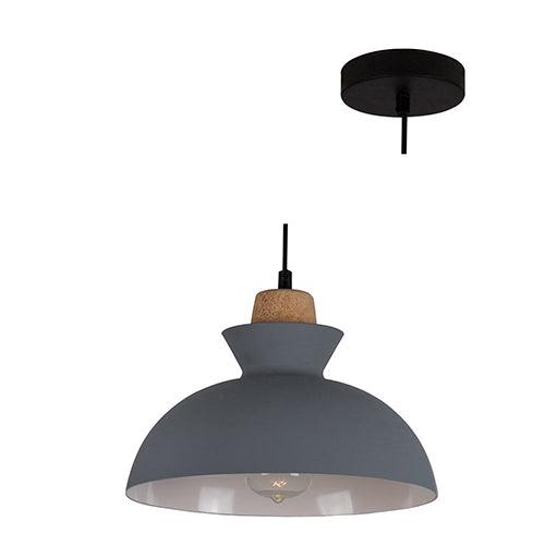 Charlotte Pendant 280mm Grey/Wood - Livestainable.co.za