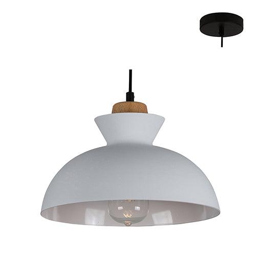 Charlotte Pendant 280mm White/Wood - Livestainable.co.za