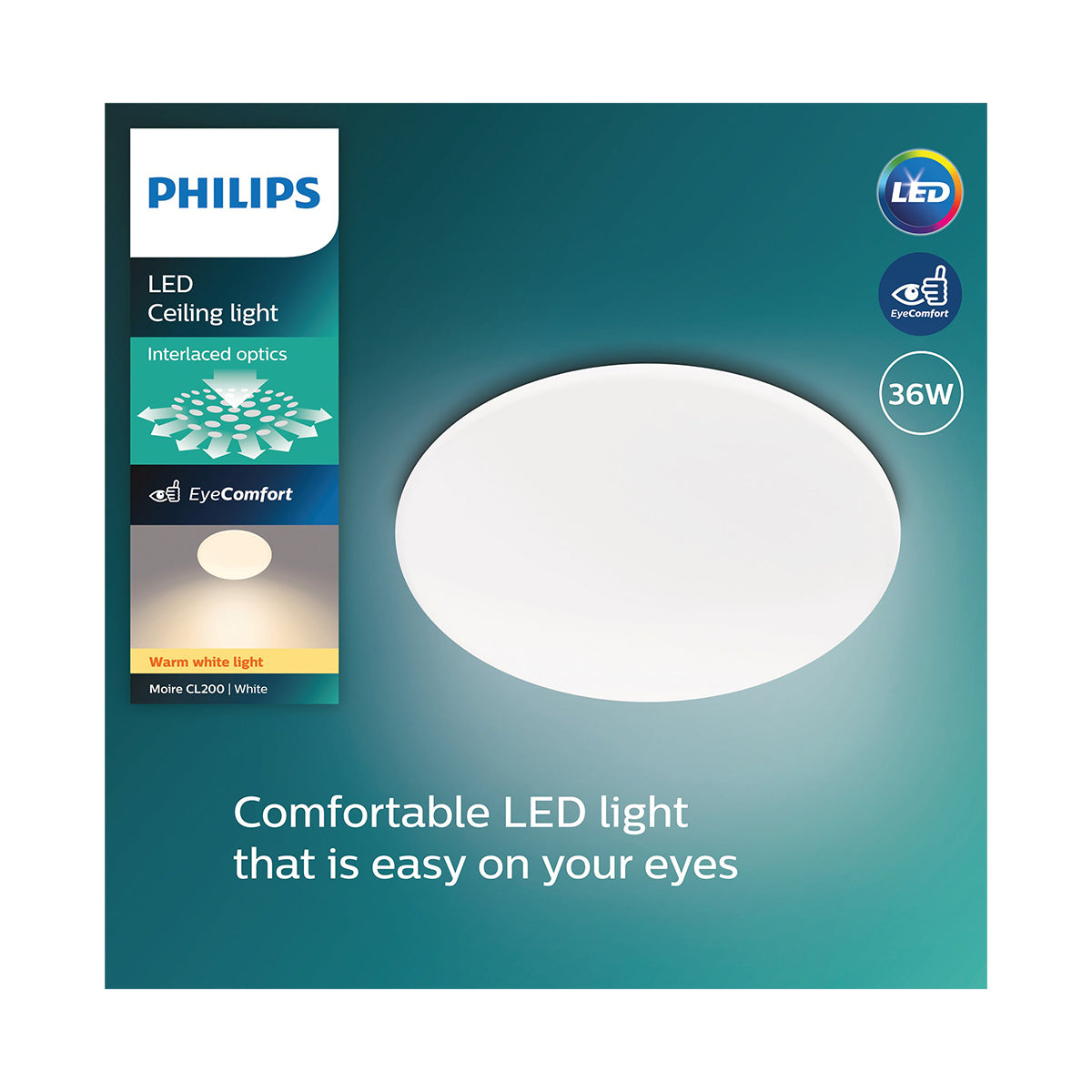 Philips Ceiling Light Round 36 W 27 K W/W Moire