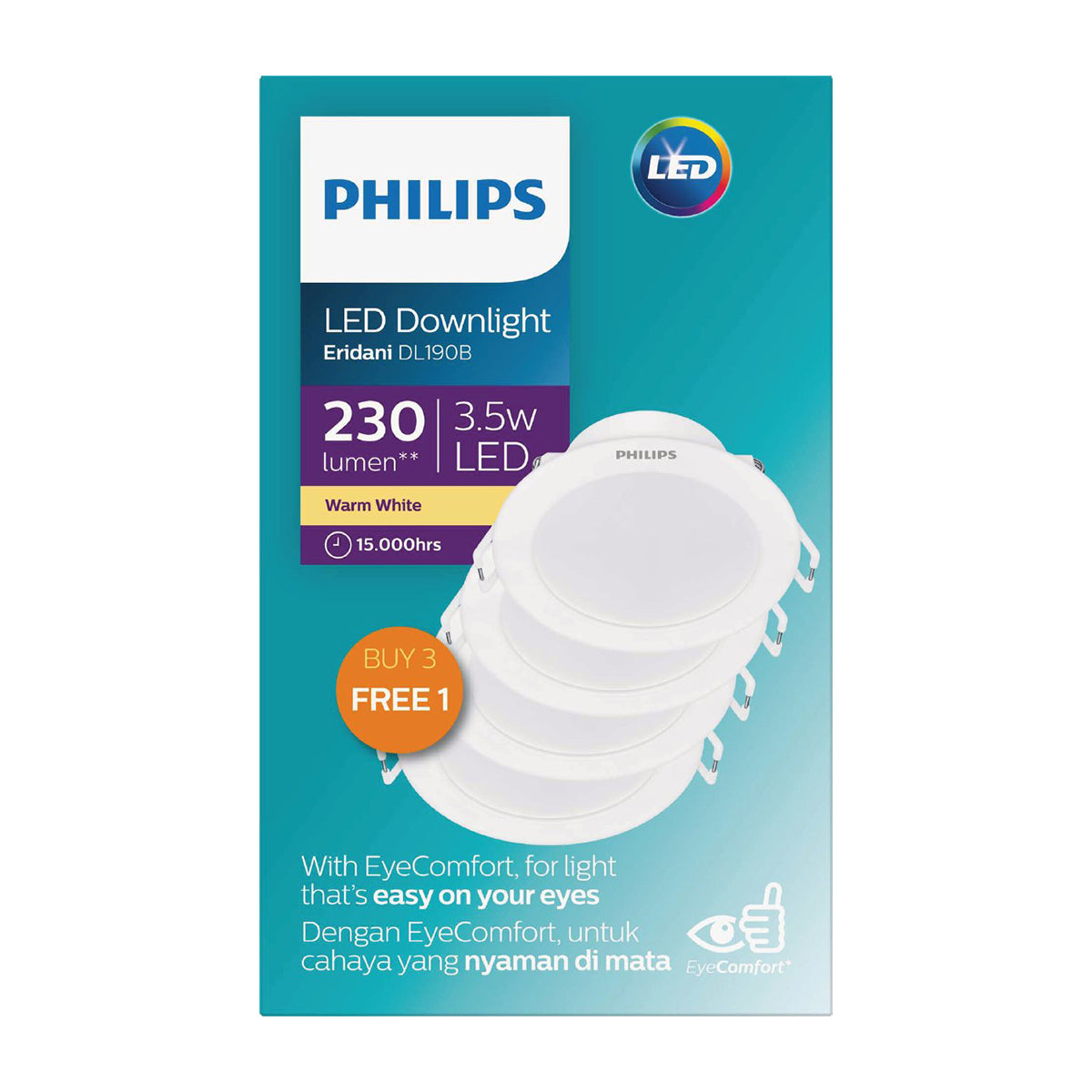 Philips Downlight 3.5 W Led Warm White