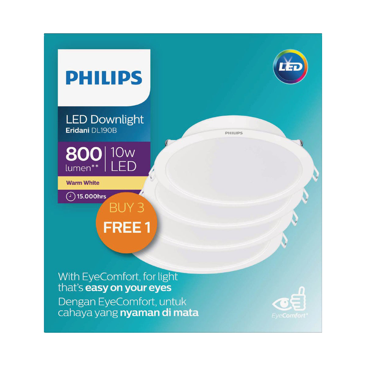 Philips Downlight 10 W Led Warm White