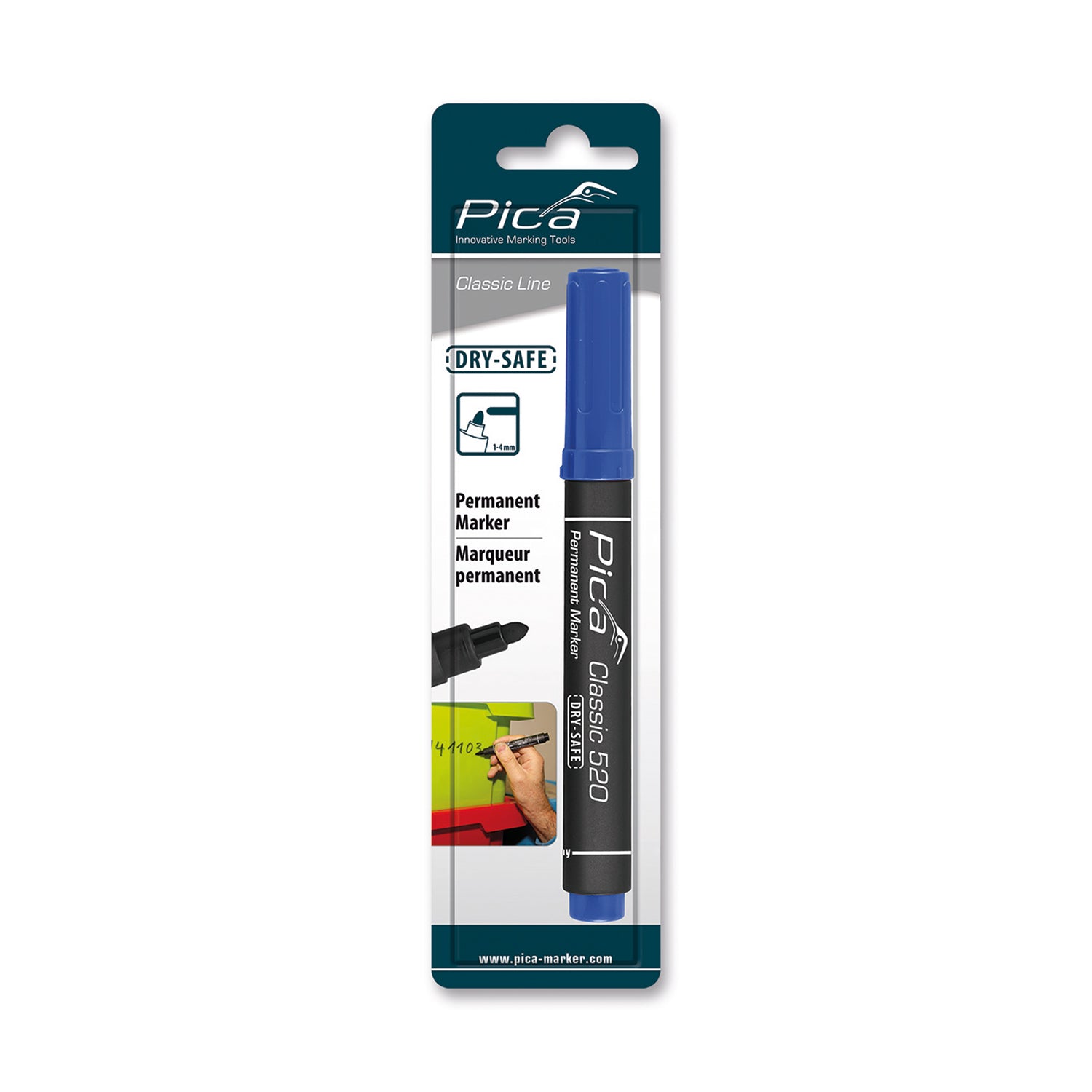 Pica Permanent Marker 1 4 Mm Round Tip Blue Blister