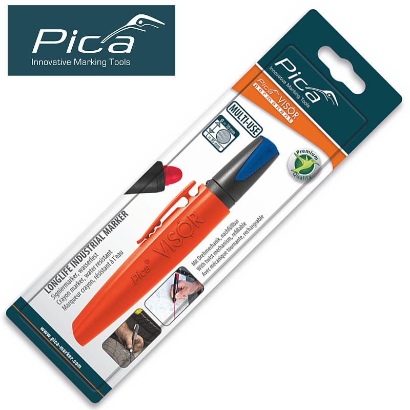 Pica Pica Visor Permanent Marker 10 Mm Tip Blue In Blister