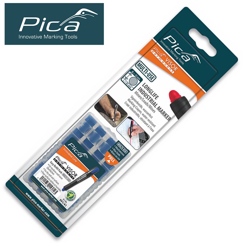 Pica Pica Visor Permanent Marker Refills Blue 4 Pc In Blister