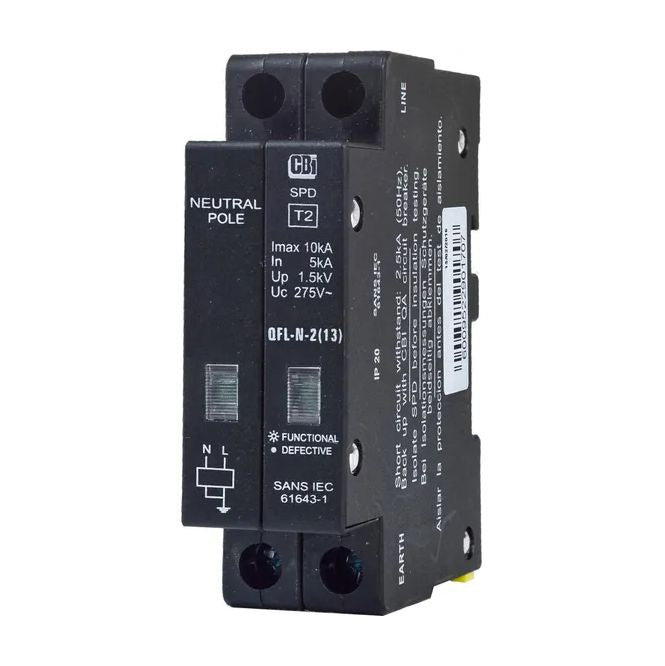 Surge Protection 13 Mm 2 P 10 Ka 275 Vac Class 2 With Indication Qflm0002