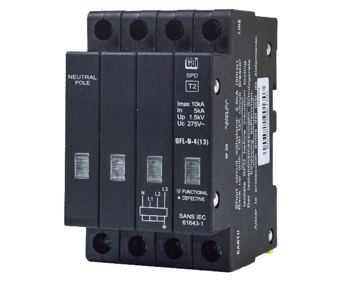 Surge Protection 13 Mm 4 P 10 Ka 275 Vac Class 2 With Indication Qflm0004