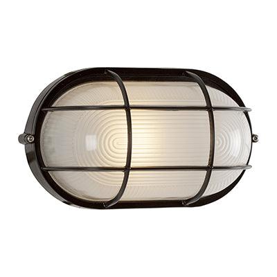 ***Bulkhead Oval Small Grid Black 1x E27 (B58 B) - Livestainable.co.za