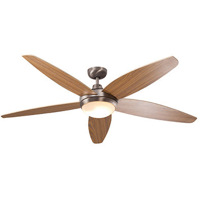 Radiant Lancer Ceiling Fan With Light Satin Chrome & Wood