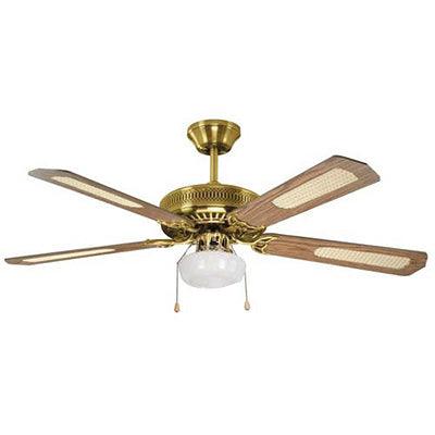 Rattan Ceiling Fan With Light Antique Brass E27 1x60w - Livestainable.co.za