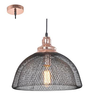 ***Mesh Pendant 350mm Matt Black/Copper E27 1x40w - Livestainable.co.za