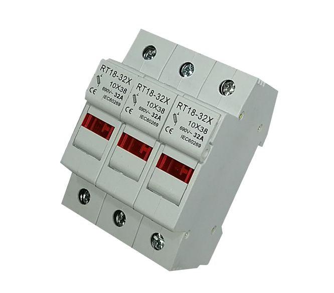 Fuse Holder 3 P For 10x38 Fuse + Indicator D/R Mount Fh Rt18 32 3 P M - Livestainable.co.za