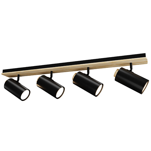 Sol S/Light 4 Light Bar Black/Wood Gu10 4x5w - Livestainable.co.za
