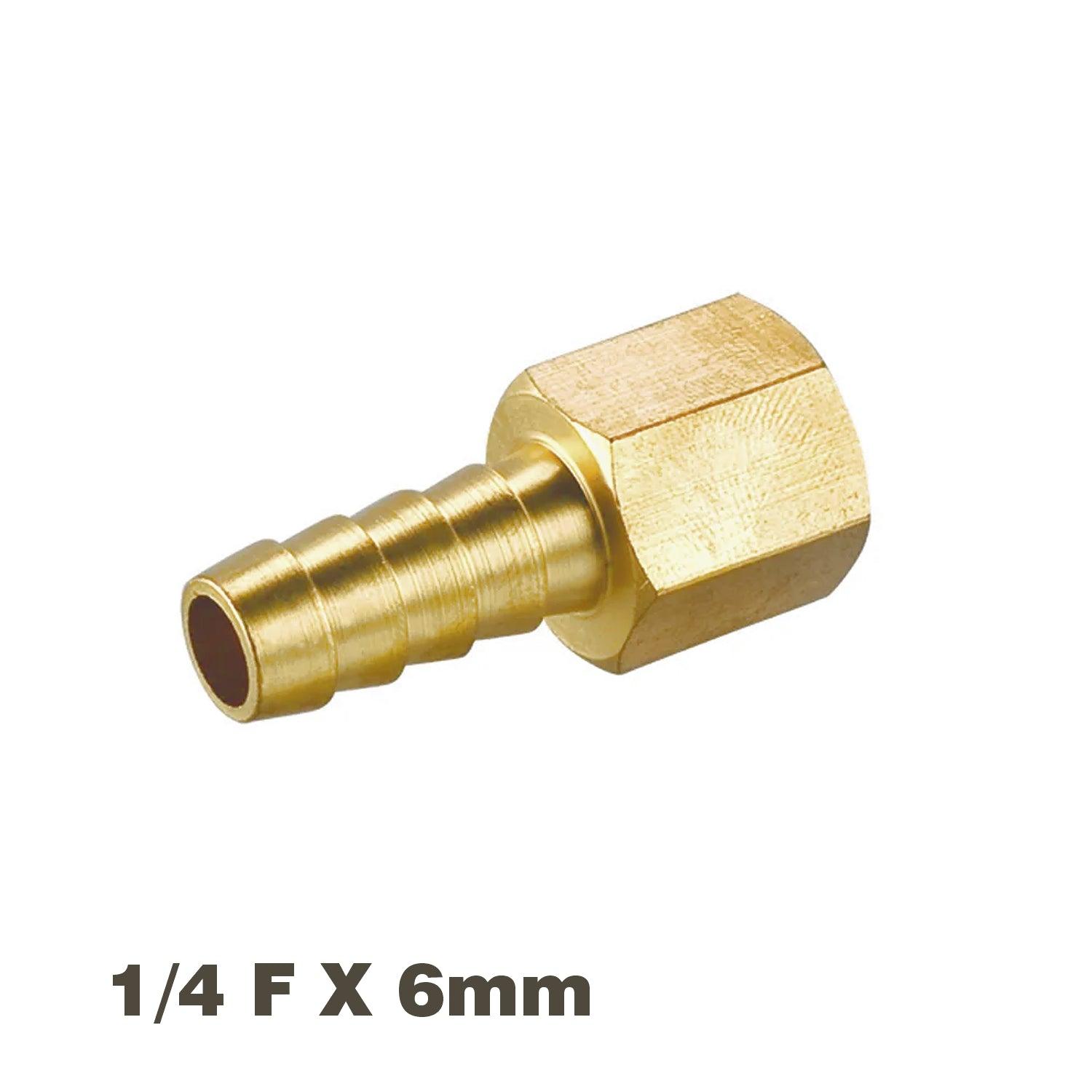 Hose Tail Connector Brass 1/4 F X 6 Mm - Livestainable.co.za