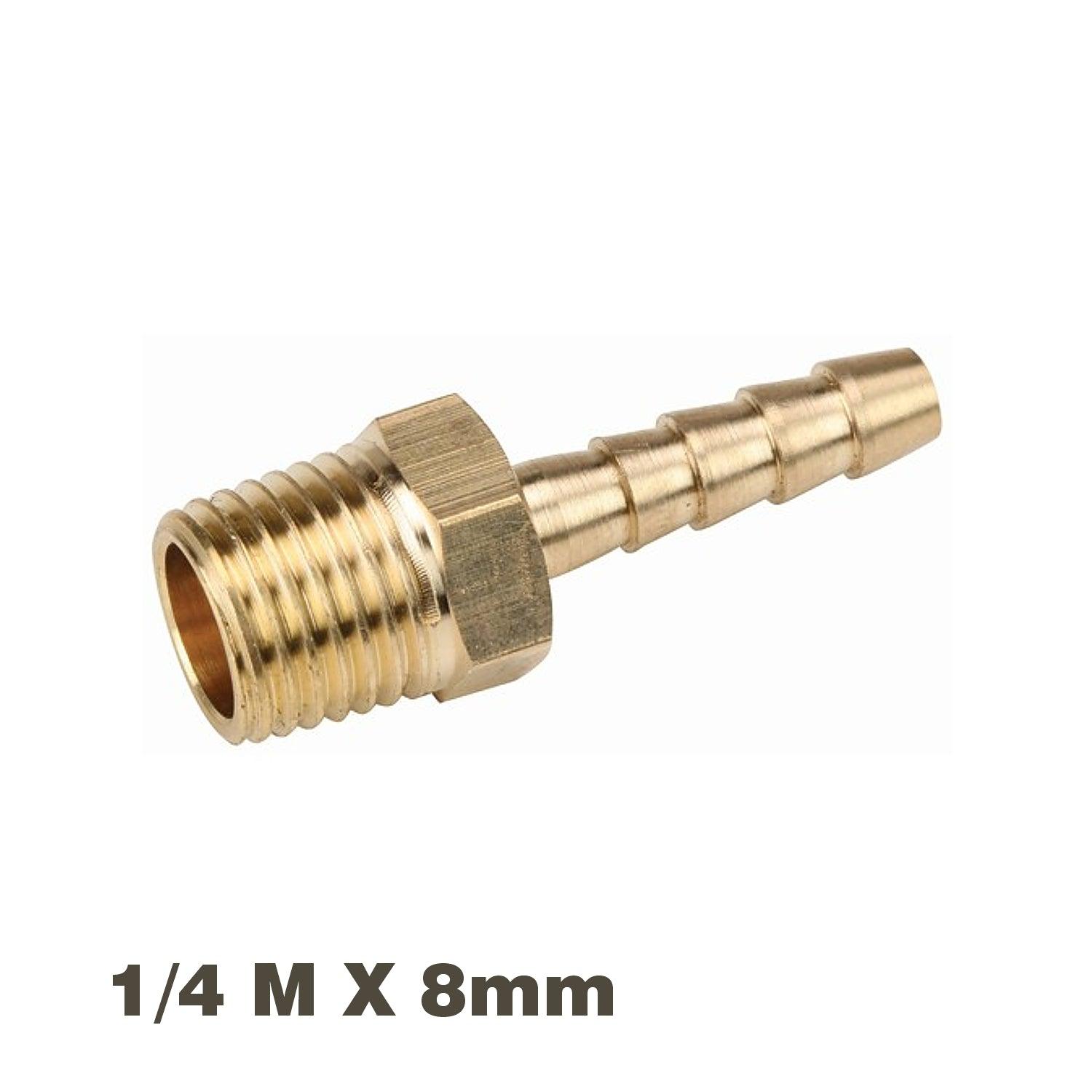 Hose Tail Connector Brass 1/4 M X 8 Mm - Livestainable.co.za