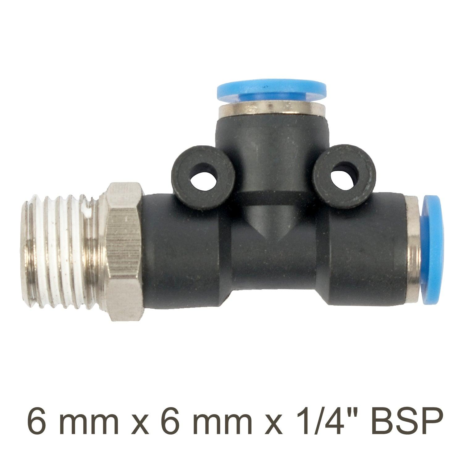 Pu Hose Fitting Tee 6 Mm X 6 Mm X 1/4'm - Livestainable.co.za