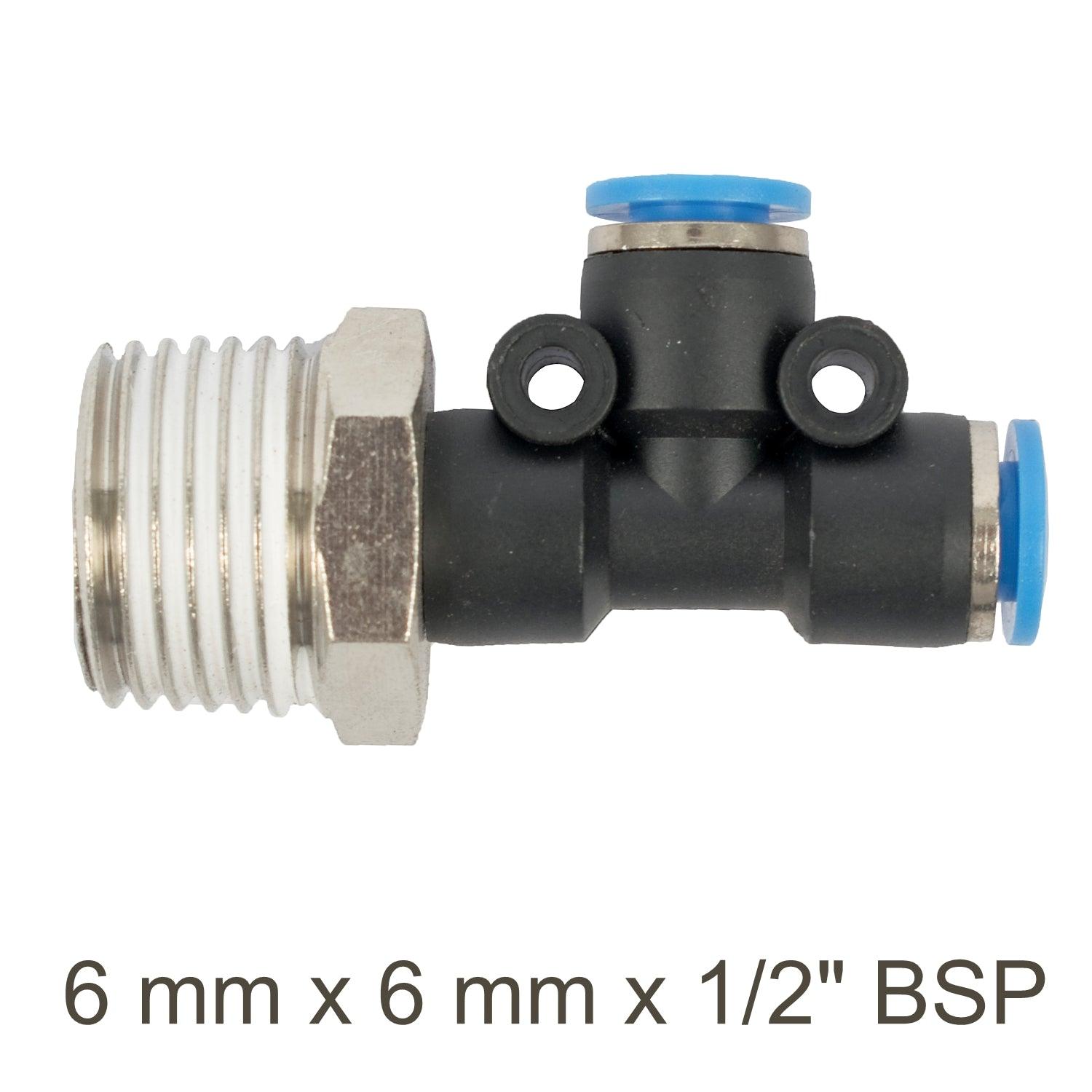 Pu Hose Fitting Tee 6 Mm X 6 Mm X 1/2'm - Livestainable.co.za