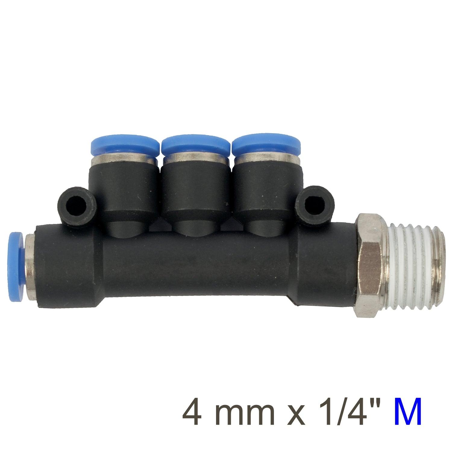 Pu Hose Fitting Manifold 4 X 4 Mm Port X 1/4'm - Livestainable.co.za