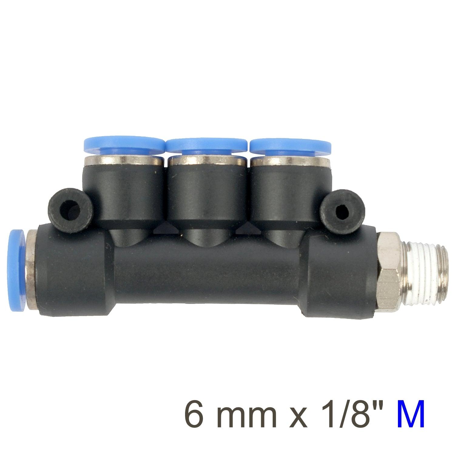 Pu Hose Fitting Manifold 4 X 6 Mm Port X 1/8'm - Livestainable.co.za