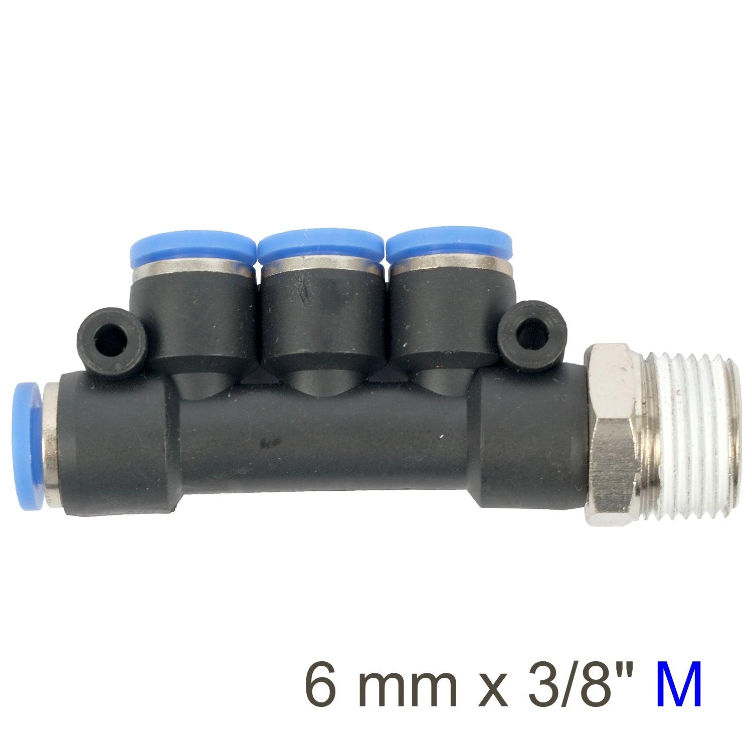 Pu Hose Fitting Manifold 4 X 6 Mm Port X 3/8'm - Livestainable.co.za