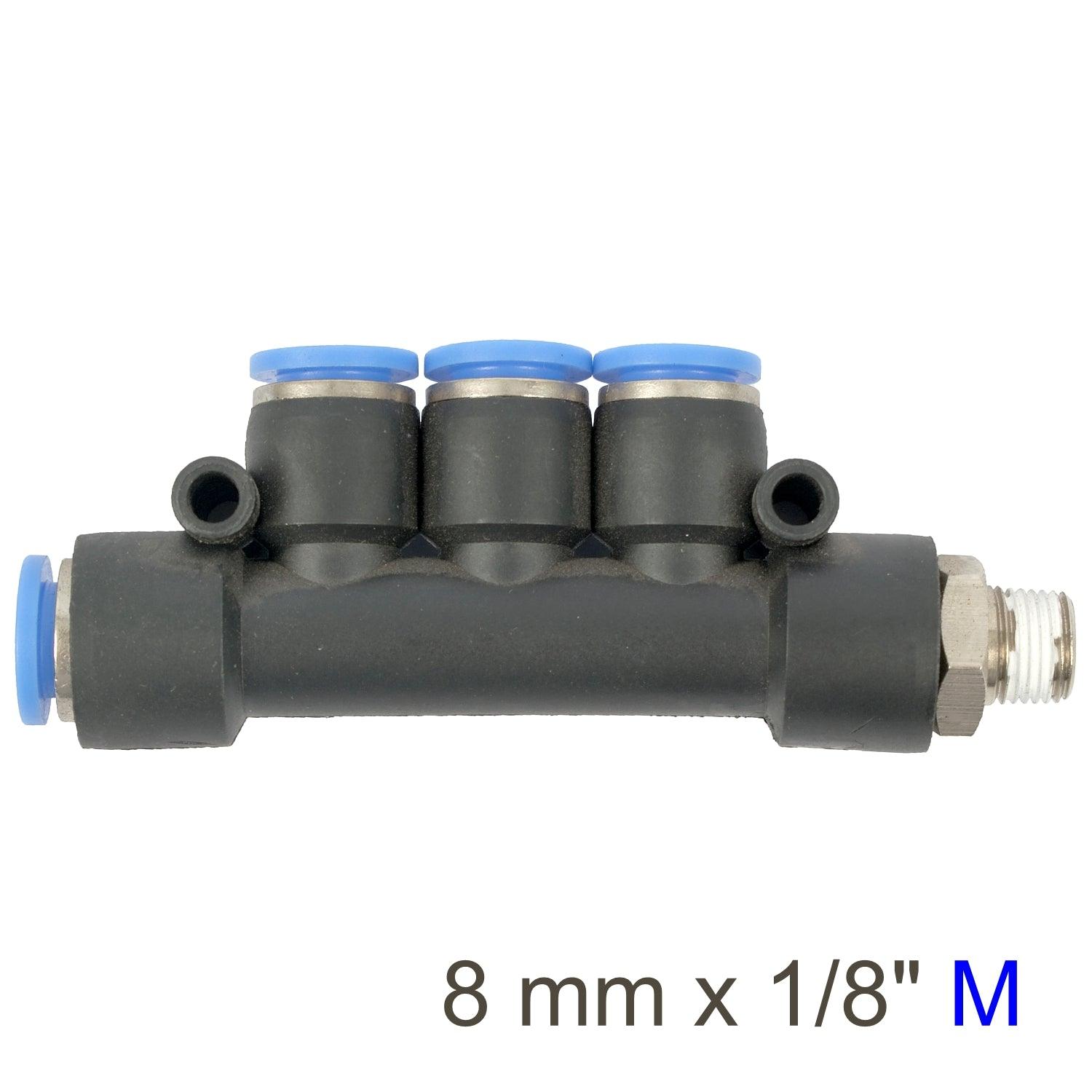Pu Hose Fitting Manifold 4 X 8 Mm Port X 1/8'm - Livestainable.co.za