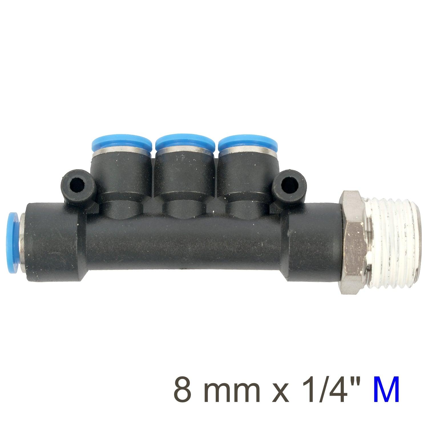 Pu Hose Fitting Manifold 4 X 8 Mm Port X 1/4'm - Livestainable.co.za