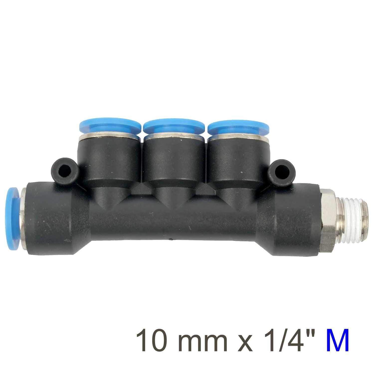 Pu Hose Fitting Manifold 4 X 10 Mm Port X 1/4'm - Livestainable.co.za