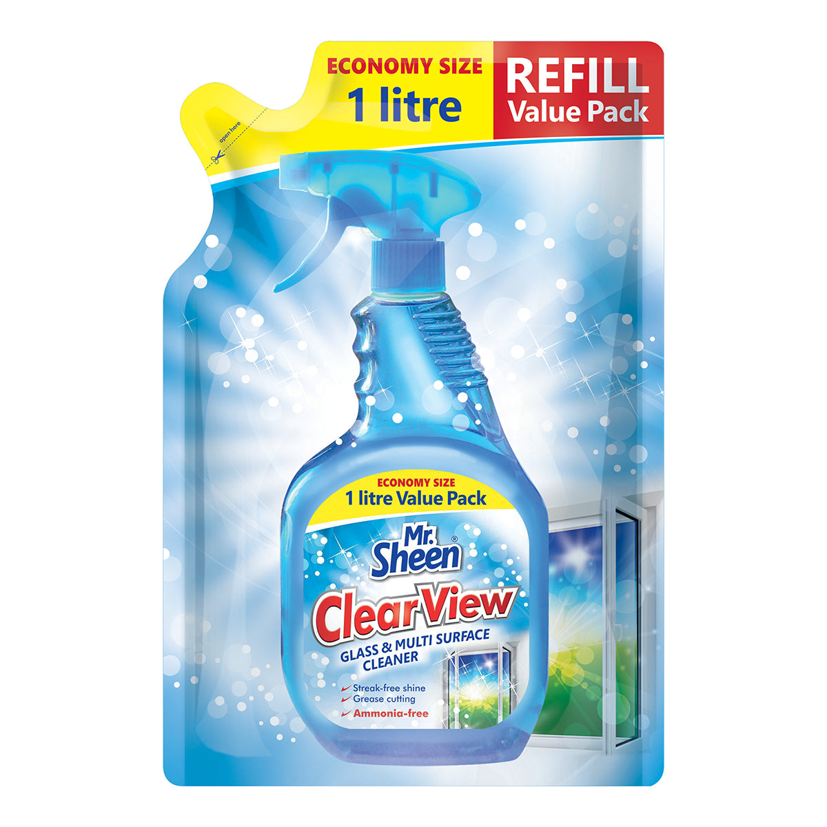 Mr Sheen Clear View Glass And Multi Sur Refil 1 L