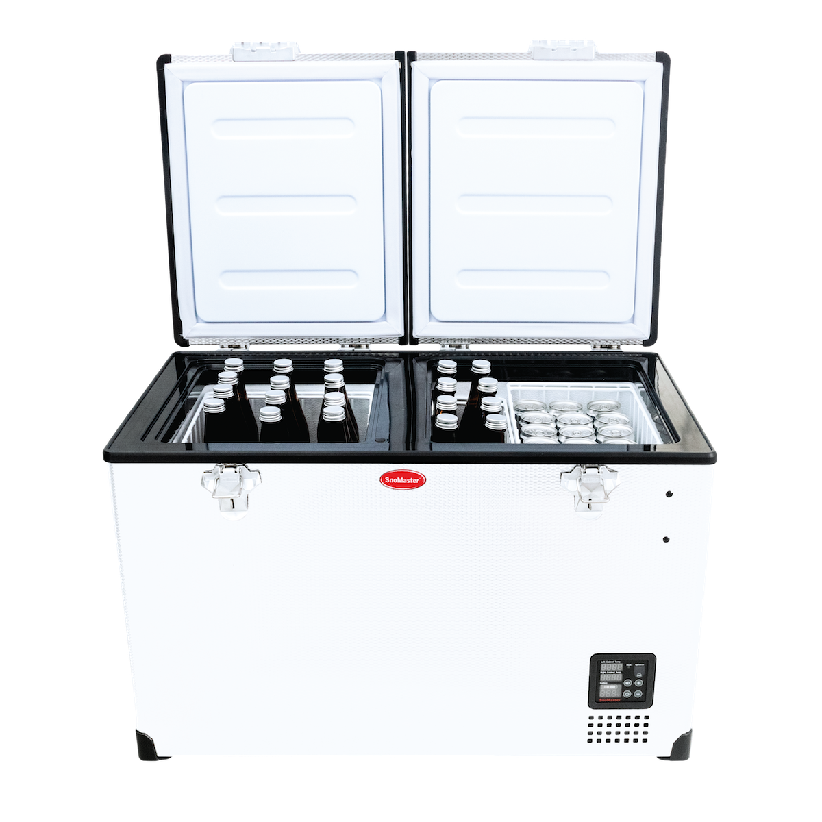 SnoMaster - 81.5L Dual Compartment Portable Fridge/Freezer AC/DC - Stainless Steel (SMDZ-TR82D) - Livestainable.co.za
