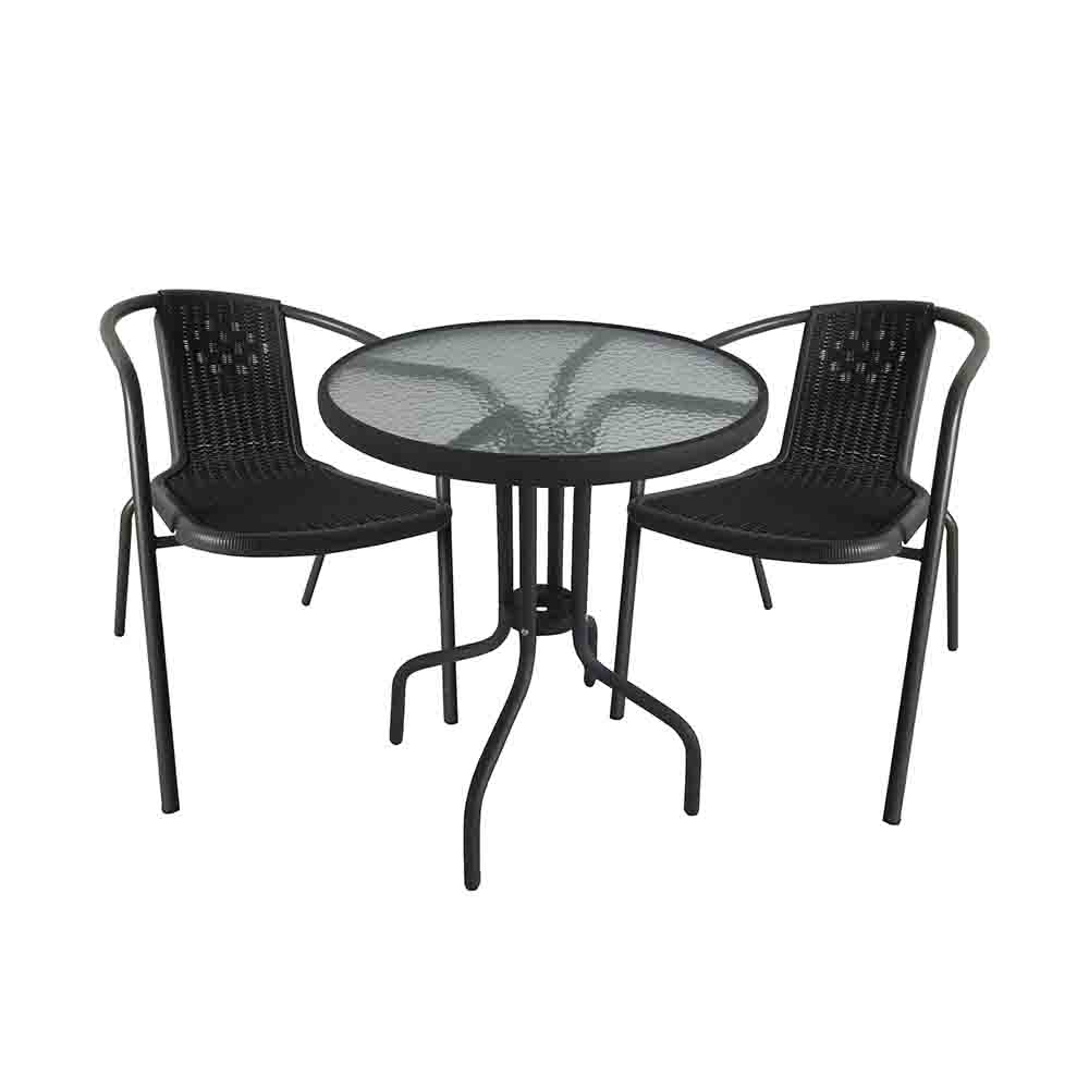 Seagull 3 Piece Bistro Set
Consists Of: 2 X Bistro Chairs + 1 X 60cm Steel/Glass Top Round Table
