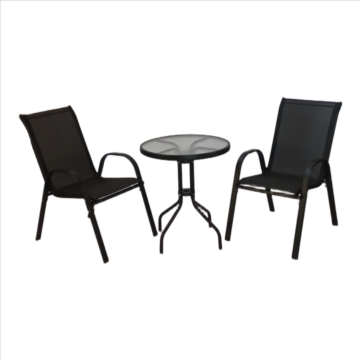 Seagull 3 Piece Steel Patio Set Consists
Of: 2 X Steel Patio Chairs (Spf Kdc 2) + 1 X 60cm Steel/Glass Top Round Table (Spf Tab60)