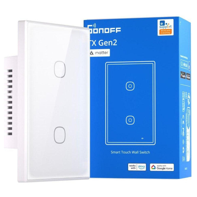Smart Light Wall Wi Fi Switch 2 Ch 10 A 240 V 2.4 G Hz 120x74x37.7mm T6 2 C 120 M