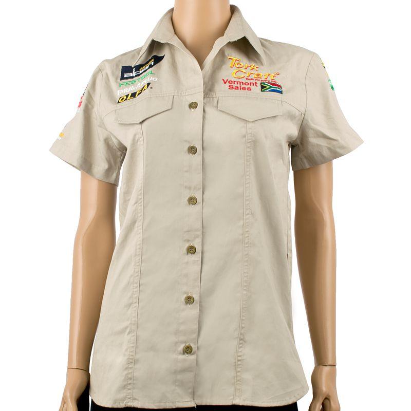 Vermont Ladies Pigeon Cap Sleeve Blouse Stone Medium - Livestainable.co.za