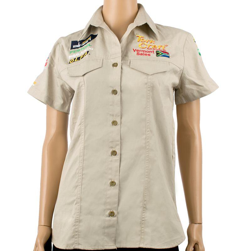 Vermont Ladies Pigeon Cap Sleeve Blouse Stone Large - Livestainable.co.za
