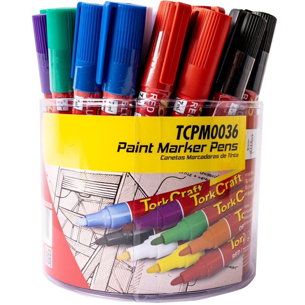 Paint Marker Pen 36 Pc Bulk Tub Red/Yel/White/Black/Blue/Green/Purple/O - Livestainable.co.za
