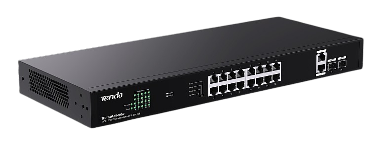 Tenda 18GE+2SFP Ethernet Switch With 16-Port PoE 150W