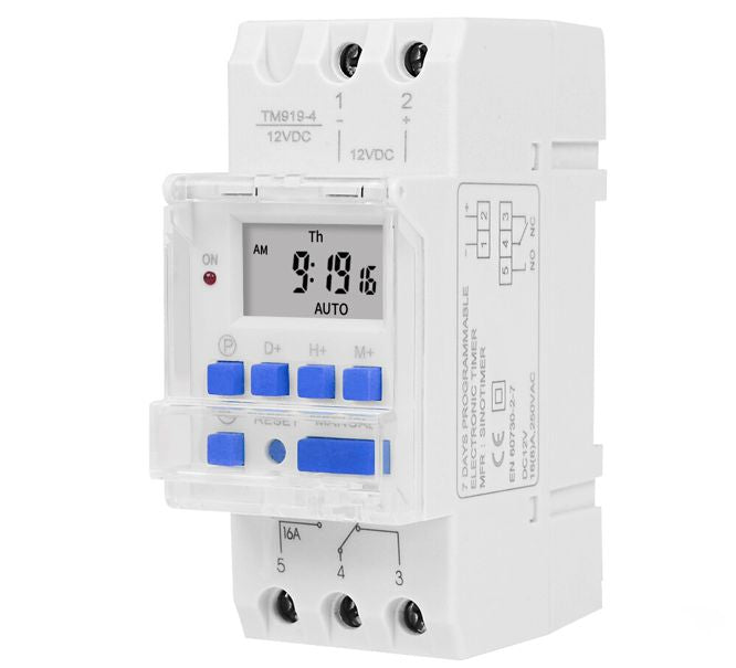 12 Vdc/12 Vac Timer Digital Lcd 24 Hr/7 Day D/R 16 A Tm919 A 4 12 Vac/Dc