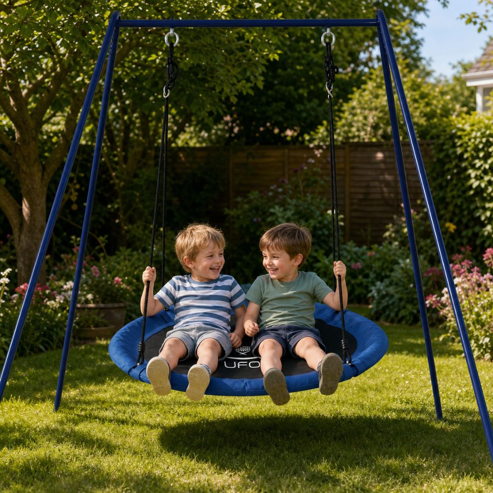 Seagull Giant Ufo Swing 100cm
Size: 100x150/180 (H) Cm Powder Coated Steel Tube With Adjustable Hang Rope
Covered In 600 D Oxford Mat + Pp Net Padding 10mm Epe
Maximum User Weight 45kg