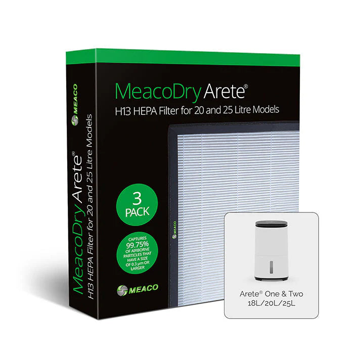 Meaco Dry Arete 20L/25L Spare H13 Hepa Filters (Pack of 3)