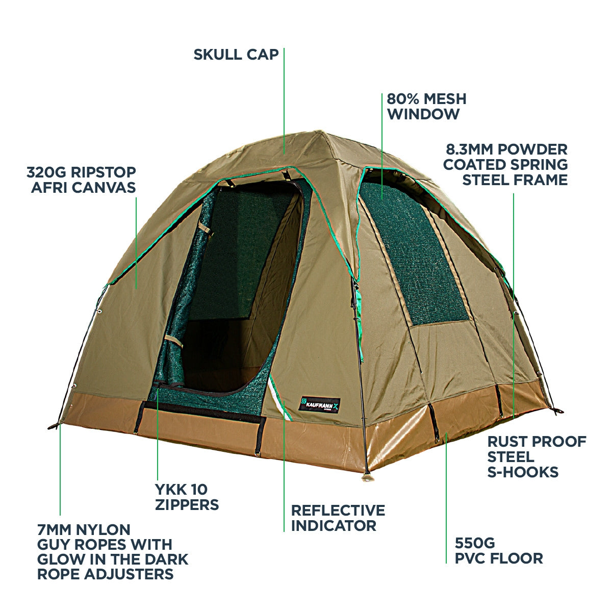 Kaufmann X Afri Canvas Dome Tent 3x3 W/T Skull Cap