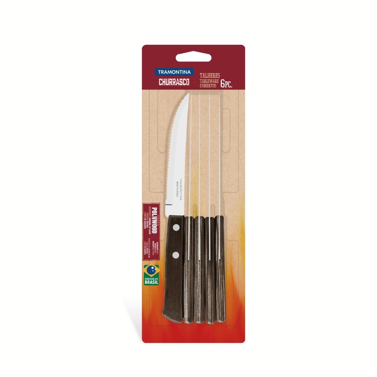Tramontina Steak Knife Set Polywood Brown 6 Pc Bp