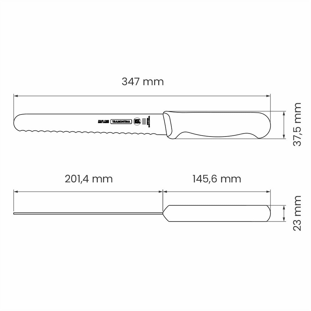 Tramontina Serrated Ham/Bread Slicer Knife White